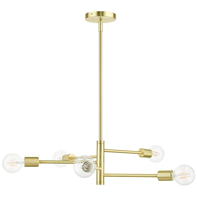 Image 3 Bannister 24" Wide Satin Brass 5-Light Chandelier more views