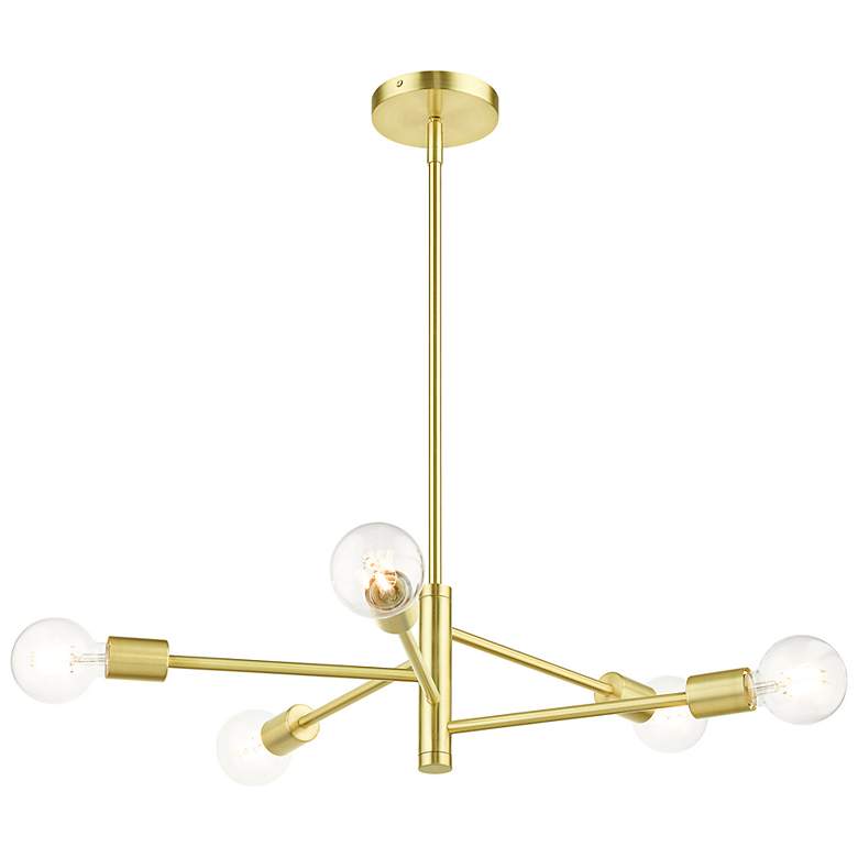 Image 5 Bannister 24" Wide Satin Brass 5-Light Chandelier more views