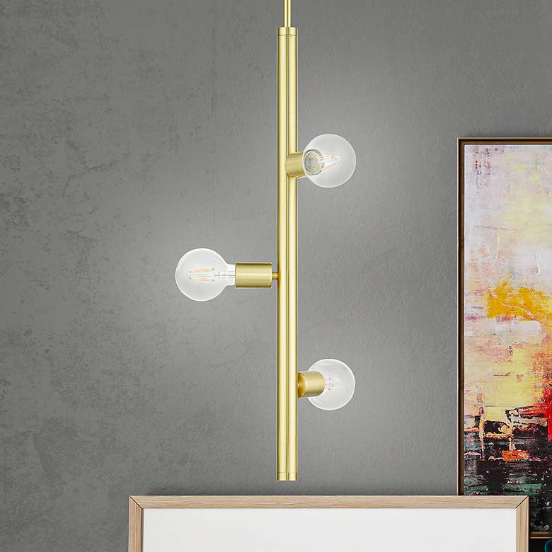 Image 1 Bannister 3 Light Satin Brass Pendant