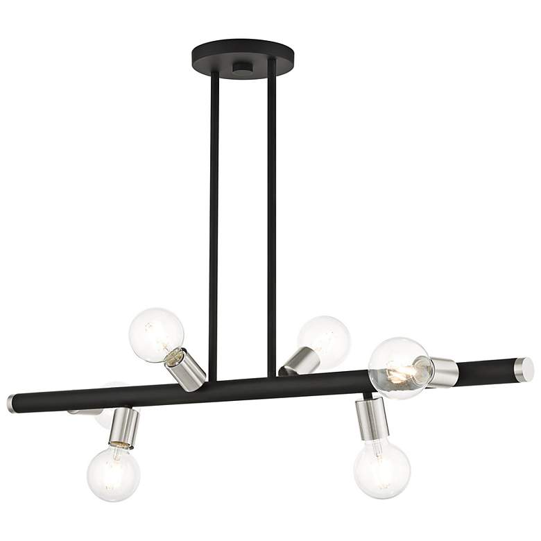 Image 7 Bannister 37" Wide Black 6-Light Black Linear Chandelier more views
