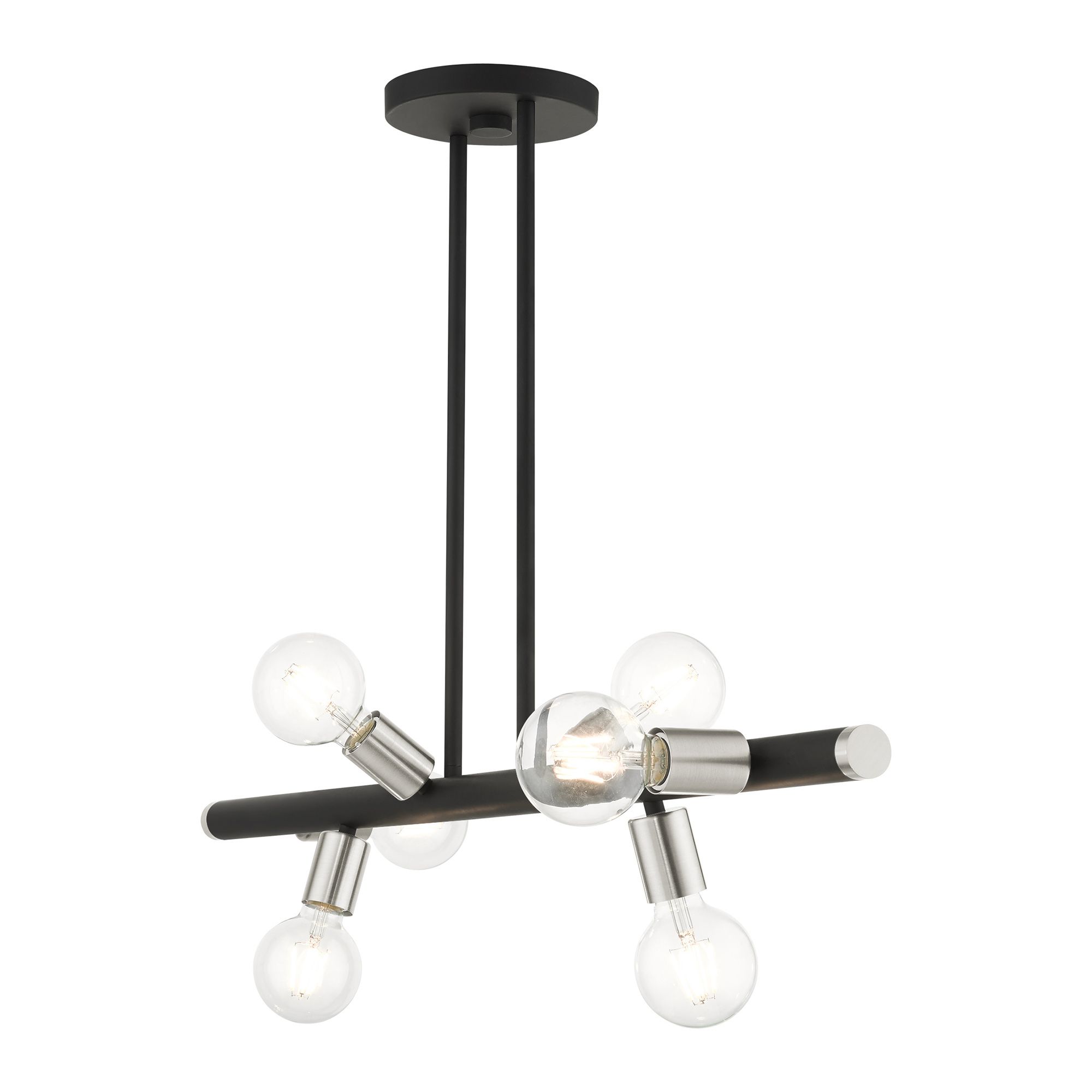 Bannister 37" Wide Black 6-Light Black Linear Chandelier in scene