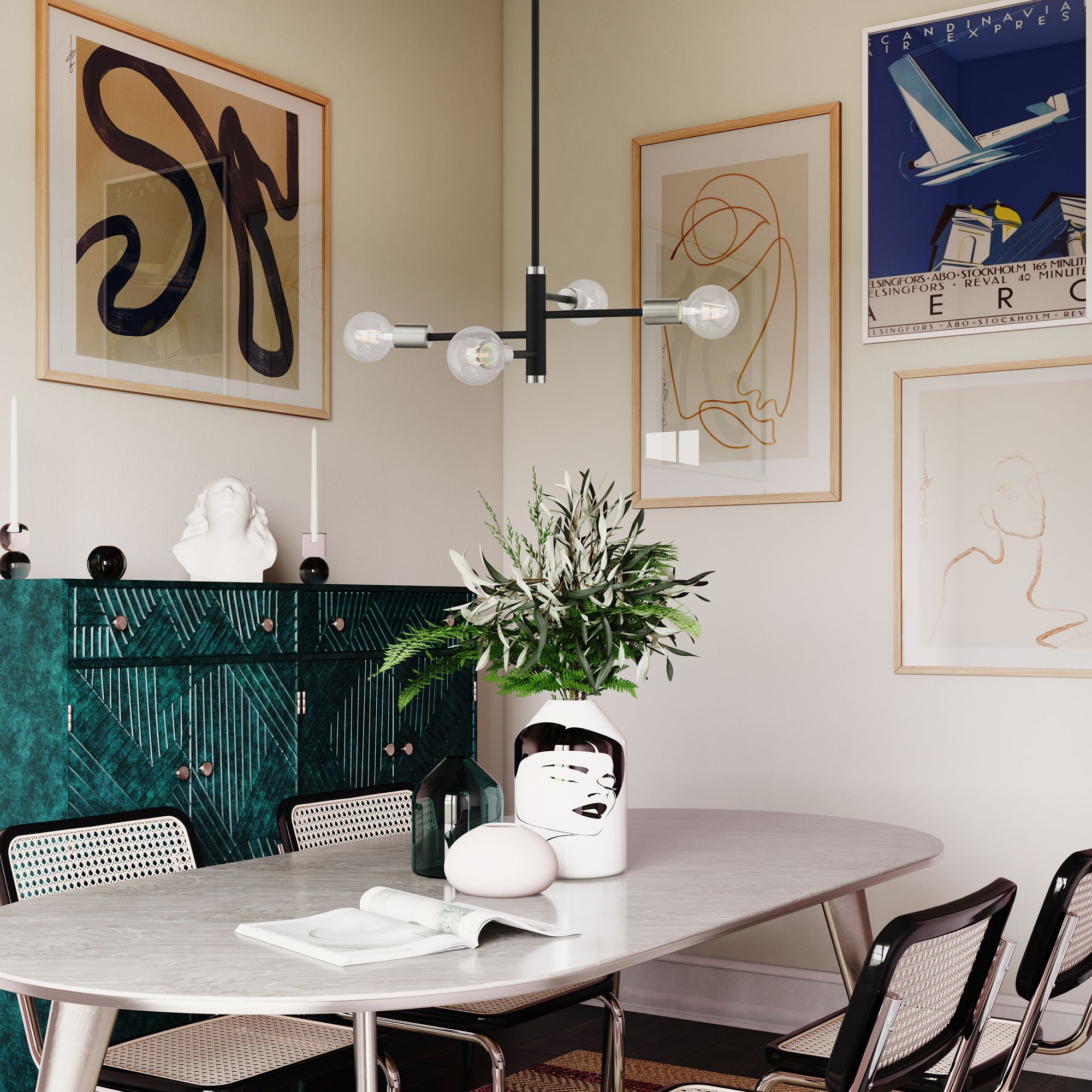 Bannister 4 Light Black Chandelier