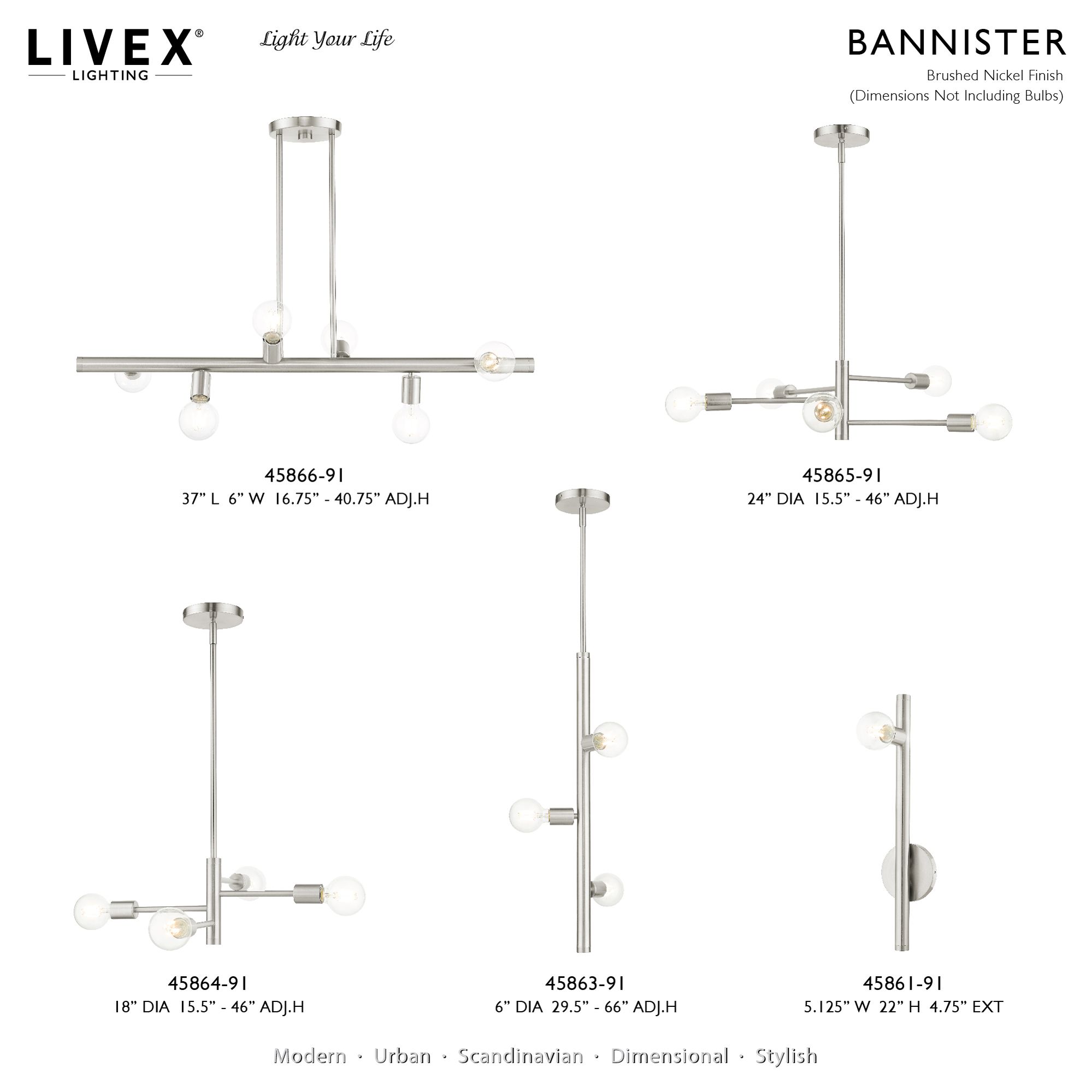 Bannister 4 Light Brushed Nickel Chandelier