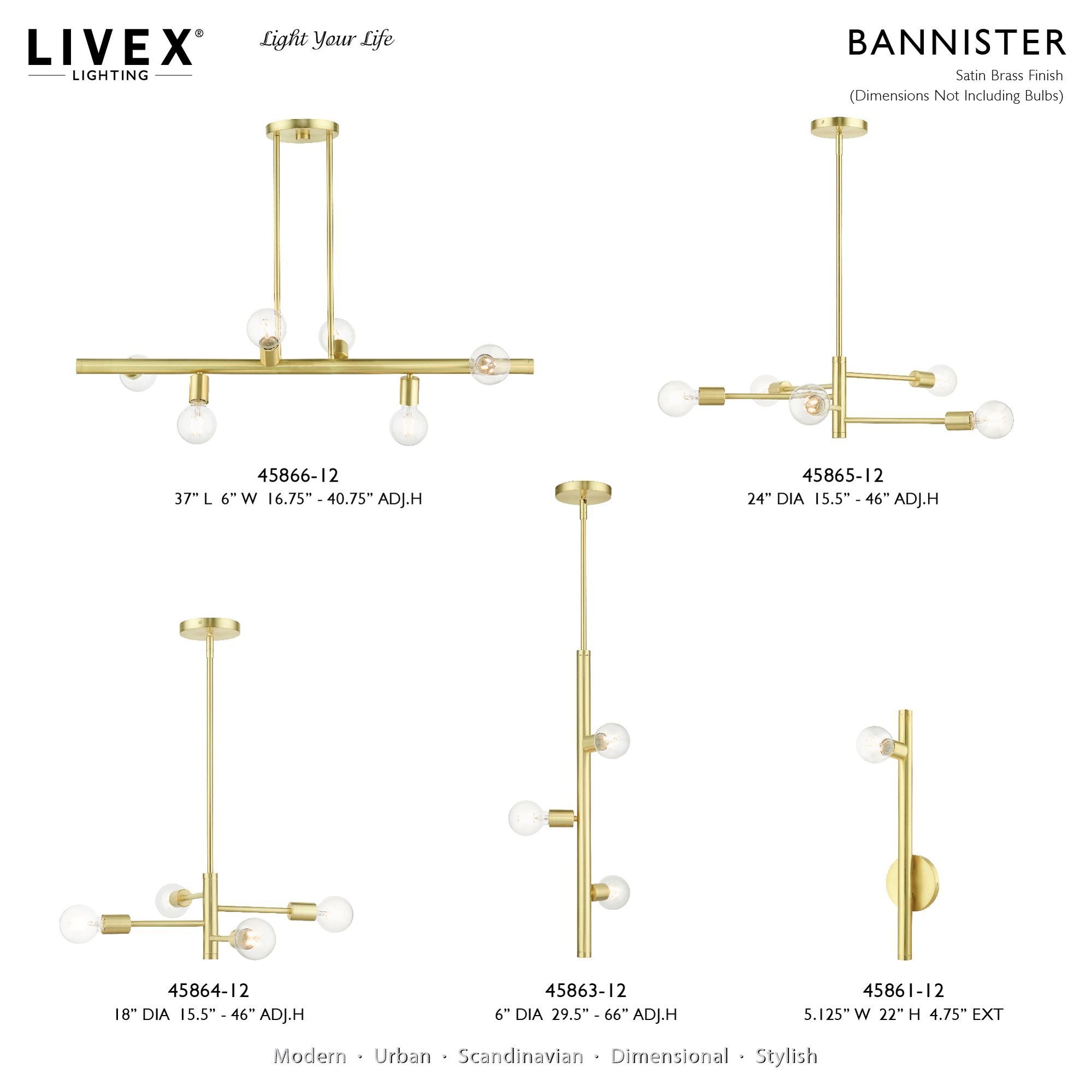 Bannister 4 Light Satin Brass Chandelier