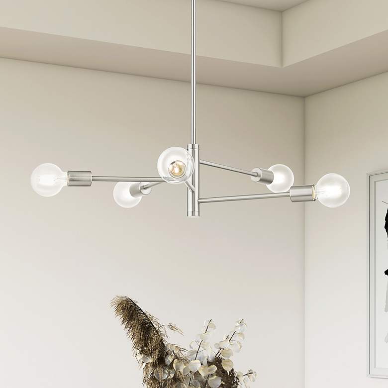 Image 1 Bannister 5 Light Brushed Nickel Chandelier