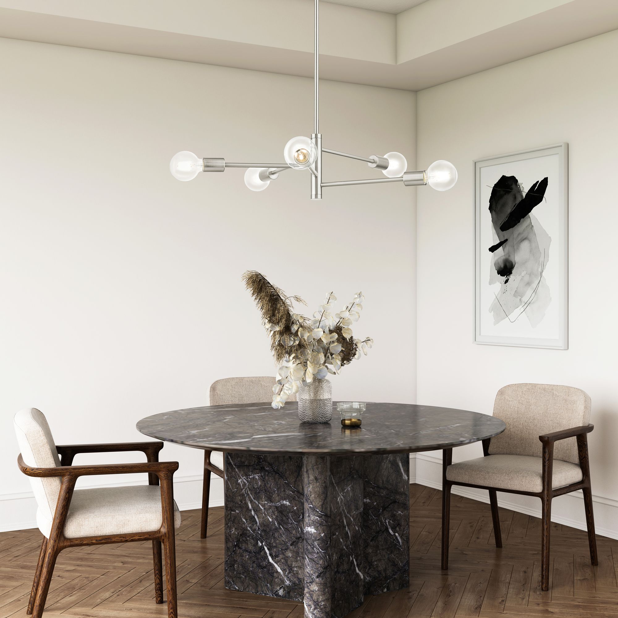 Bannister 5 Light Brushed Nickel Chandelier