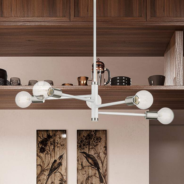 Image 1 Bannister 5 Light White Chandelier