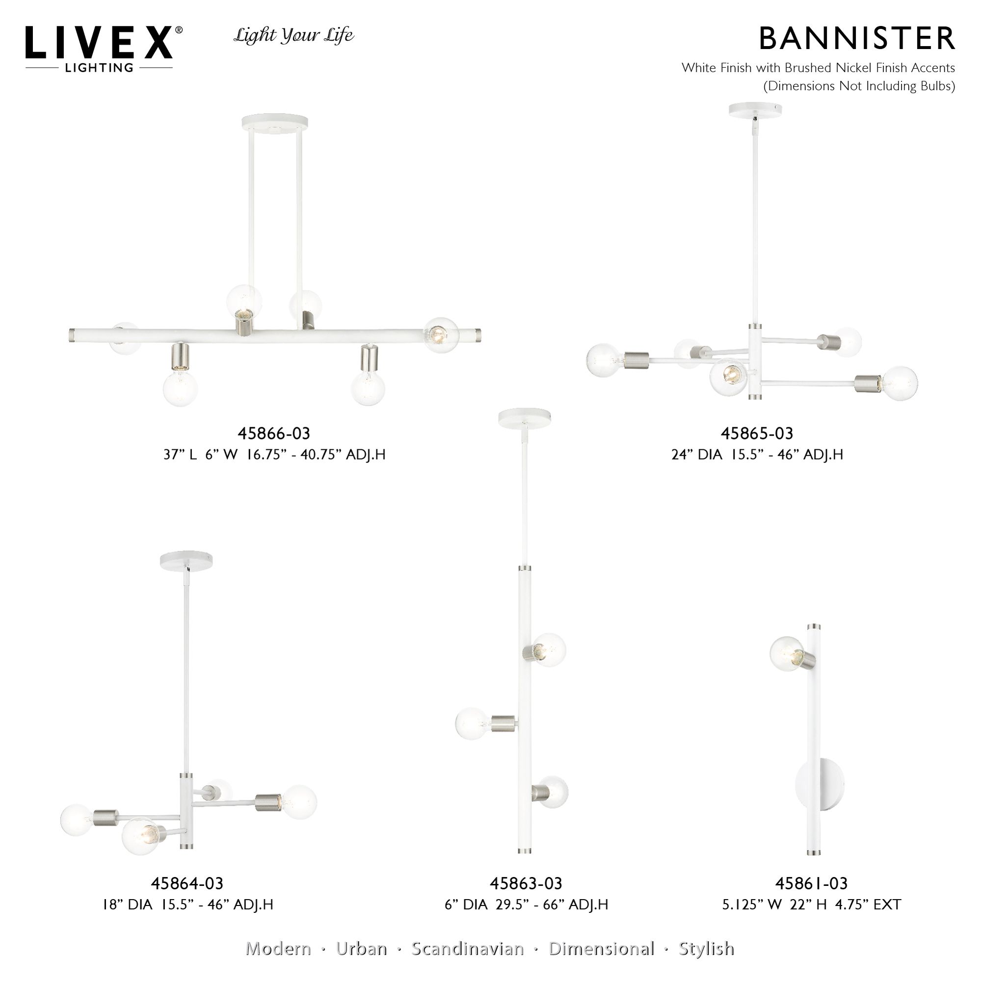 Bannister 5 Light White Chandelier