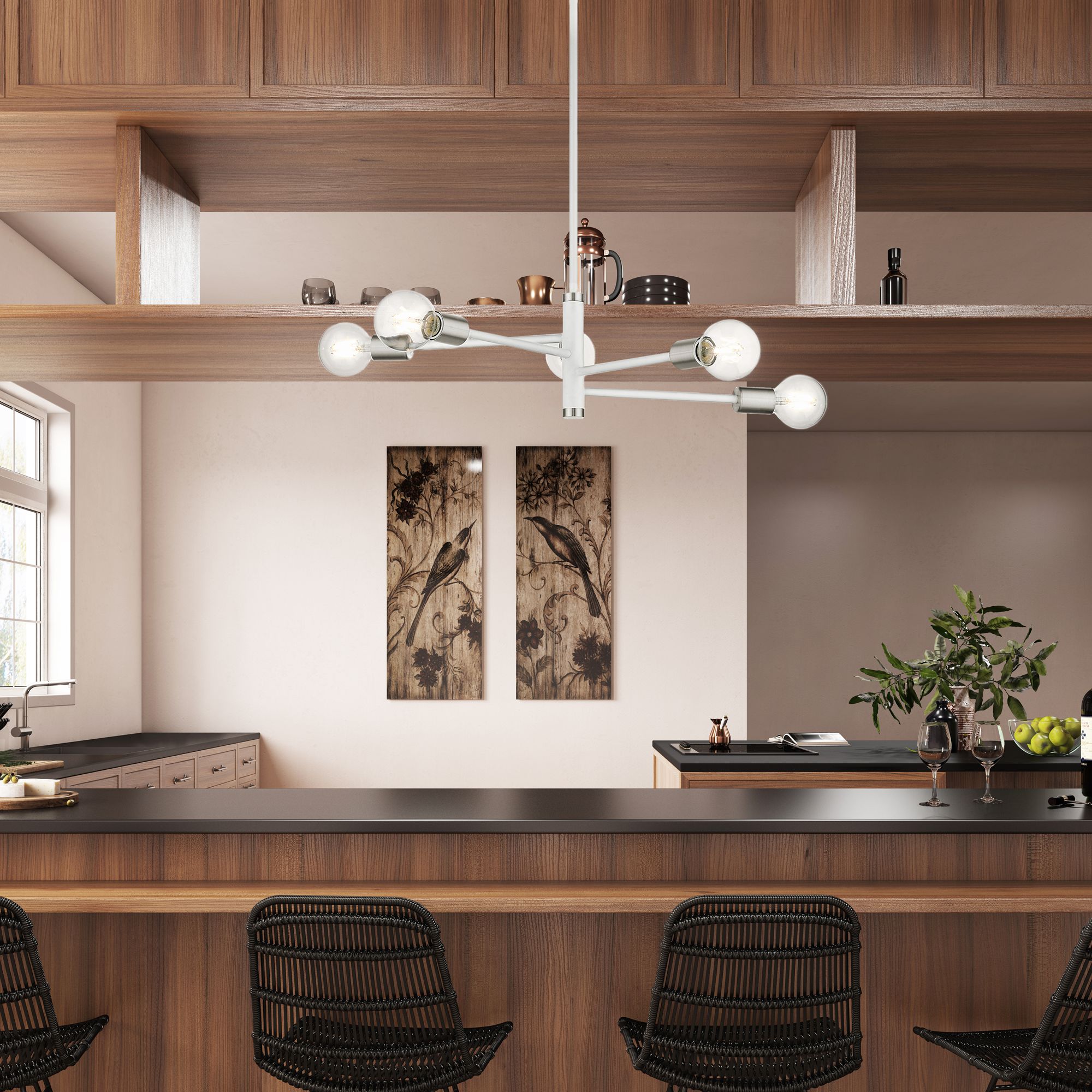 Bannister 5 Light White Chandelier