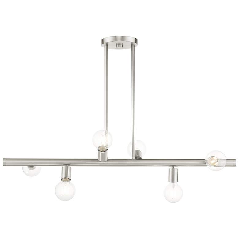 Image 1 Bannister 6 Light Brushed Nickel Linear Chandelier