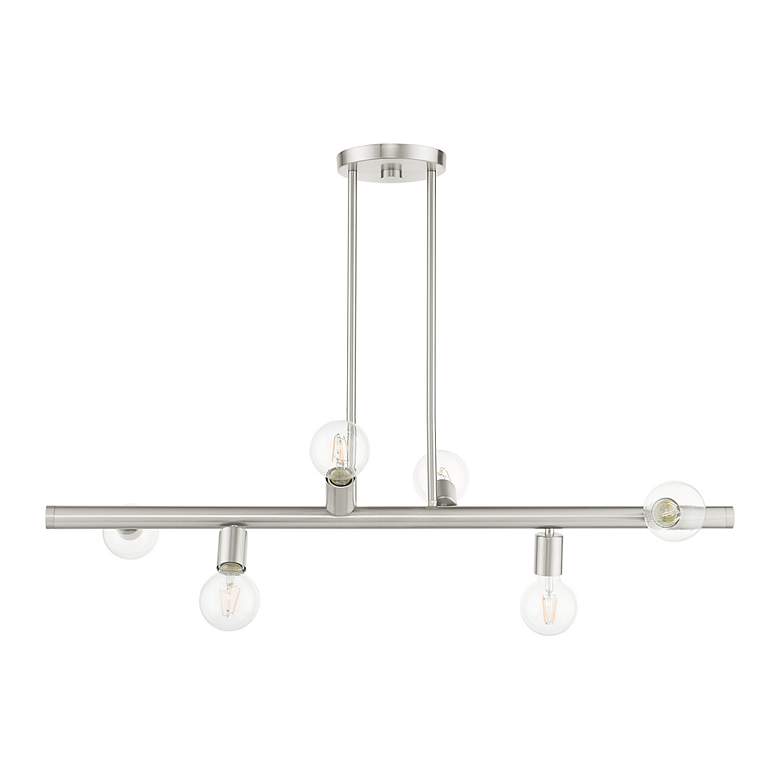 Image 3 Bannister 6 Light Brushed Nickel Linear Chandelier more views