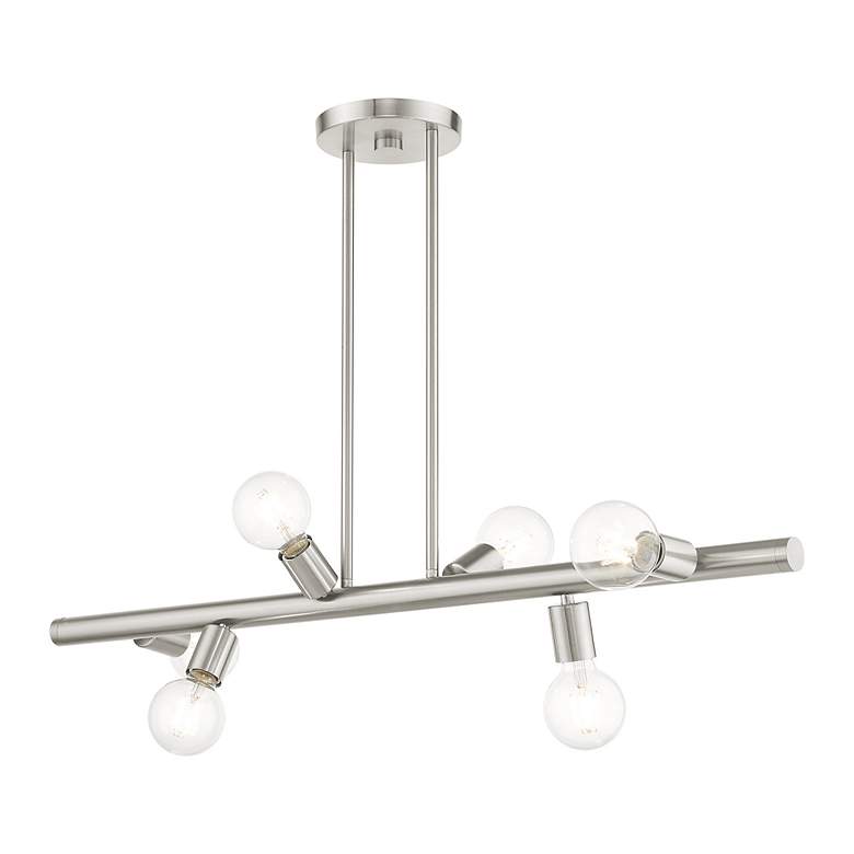 Image 4 Bannister 6 Light Brushed Nickel Linear Chandelier more views