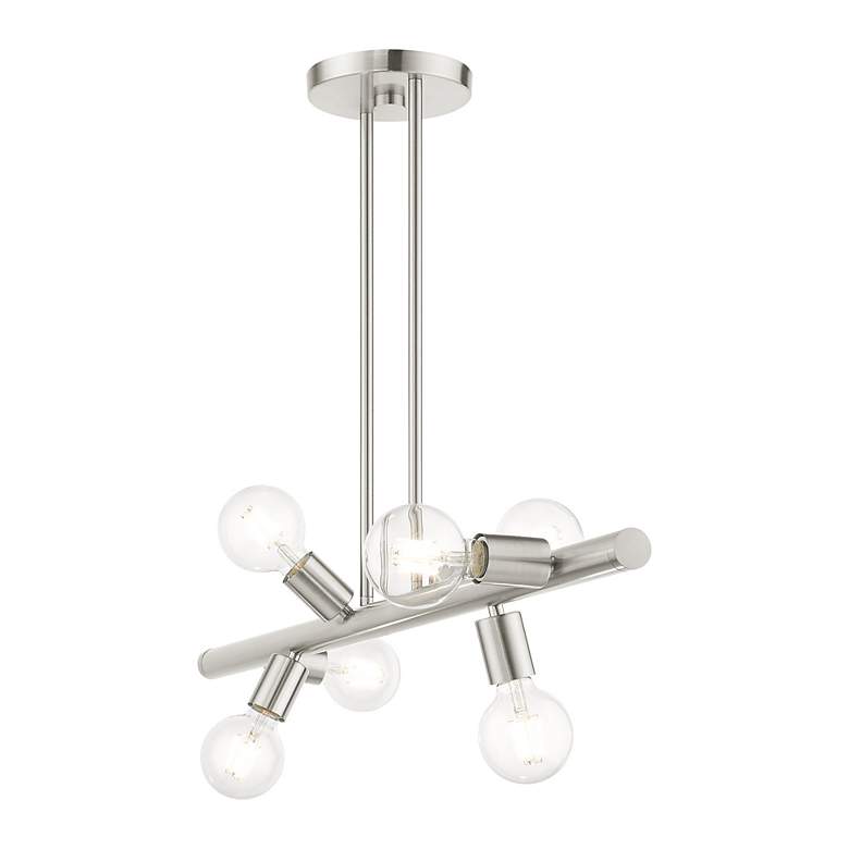 Image 6 Bannister 6 Light Brushed Nickel Linear Chandelier more views