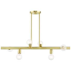 Image1 of Bannister 6 Light Satin Brass Linear Chandelier