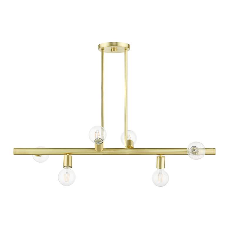 Image 3 Bannister 6 Light Satin Brass Linear Chandelier more views