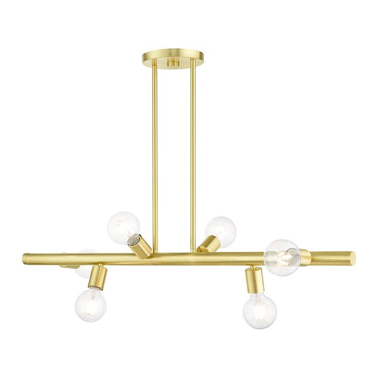 Image 4 Bannister 6 Light Satin Brass Linear Chandelier more views