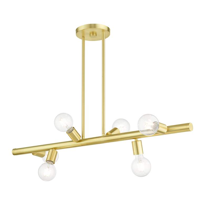 Image 5 Bannister 6 Light Satin Brass Linear Chandelier more views