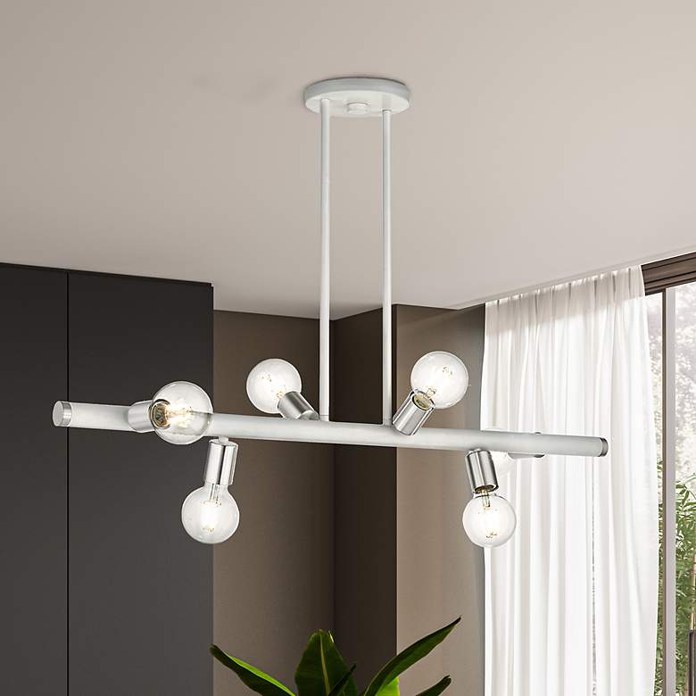 Image 1 Bannister 6 Light White Linear Chandelier