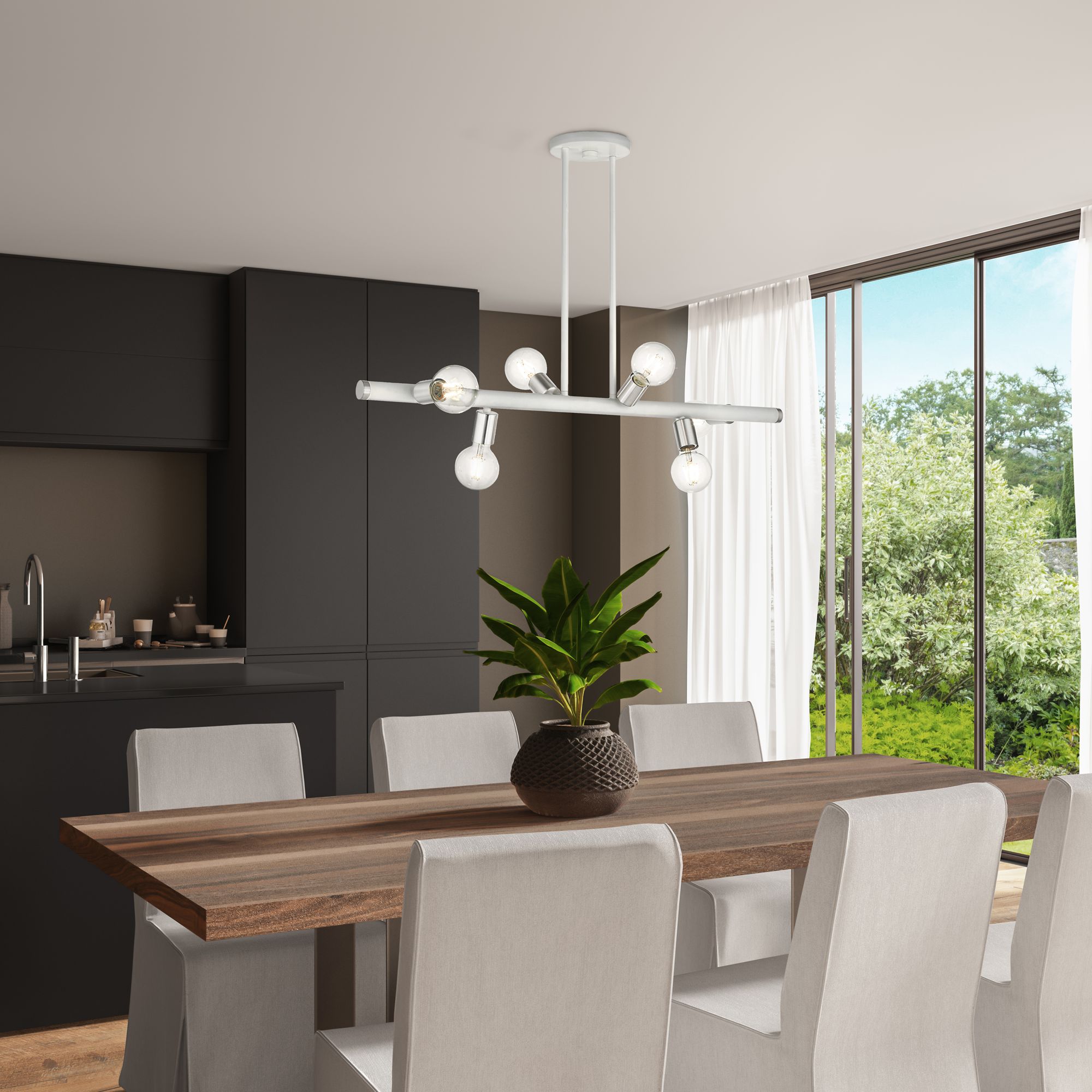 Bannister 6 Light White Linear Chandelier