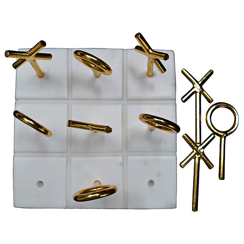 Image 4 Banswara White Marble and Gold Tic-Tac-Toe Game more views