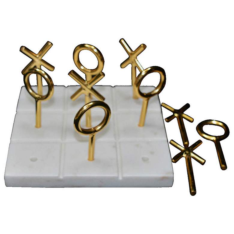 Image 7 Banswara White Marble and Gold Tic-Tac-Toe Game more views