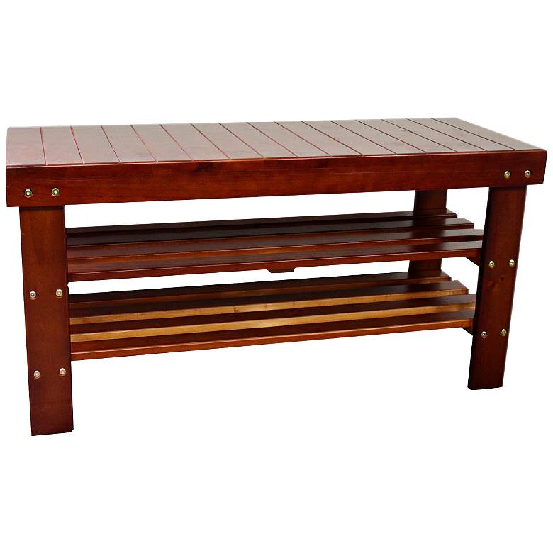 Image 1 Banta Walnut Shoe Organizer Bench