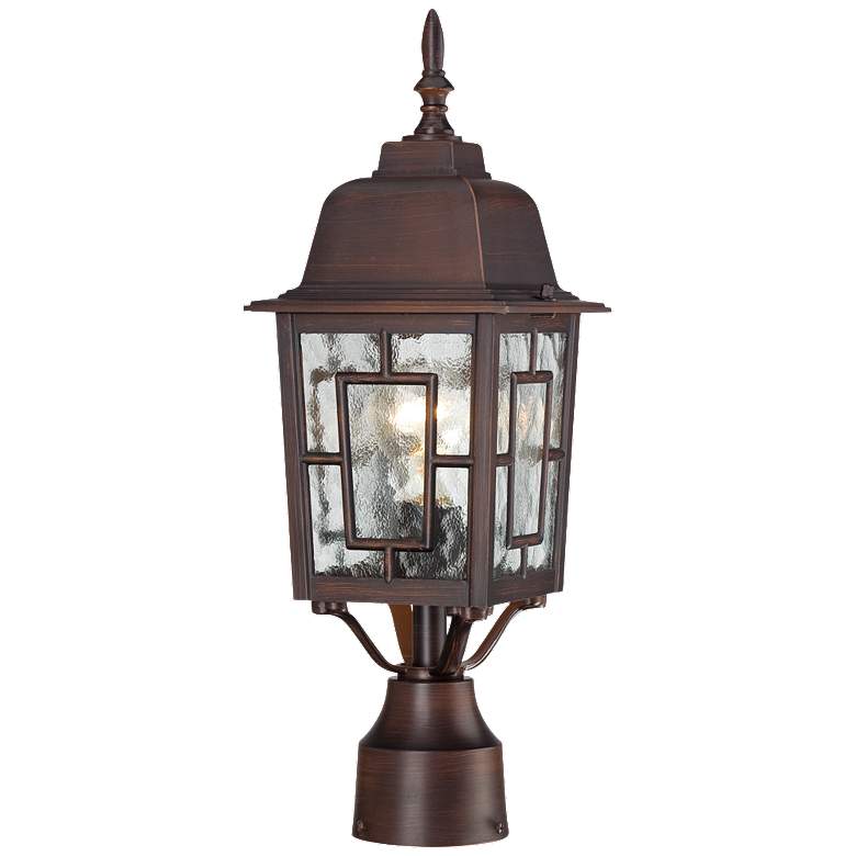 Image 1 Banyan; 1 Light; 17 in.; Outdoor Post with Clear Water Glass
