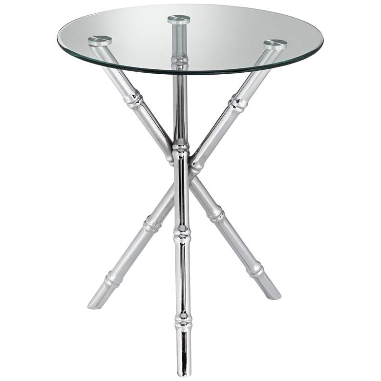 Bao 17 1/2&quot; Wide Round Glass Top Modern Martini Accent Table