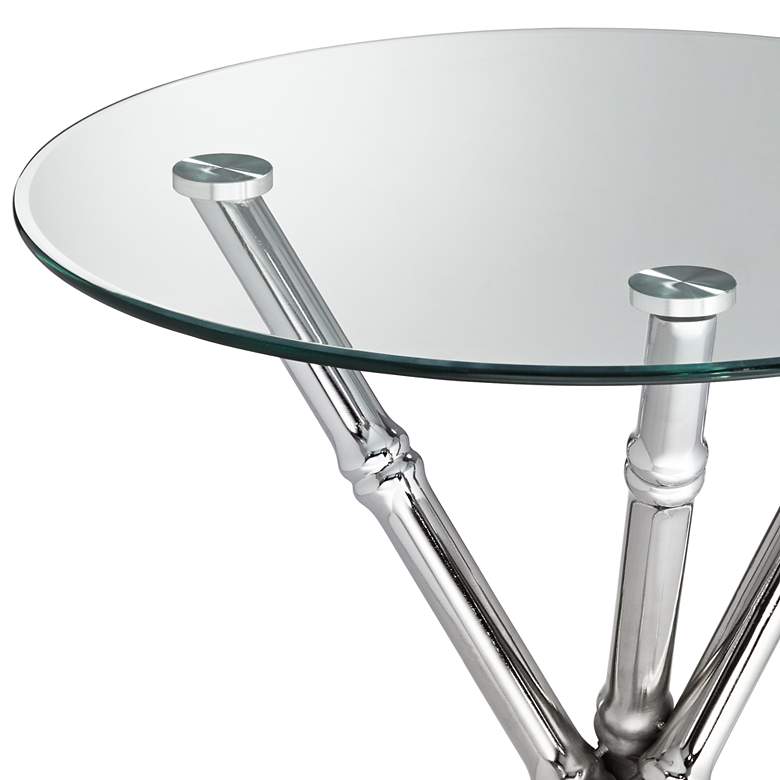 Image 3 Bao 17 1/2 inch Wide Round Glass Top Modern Martini Accent Table more views