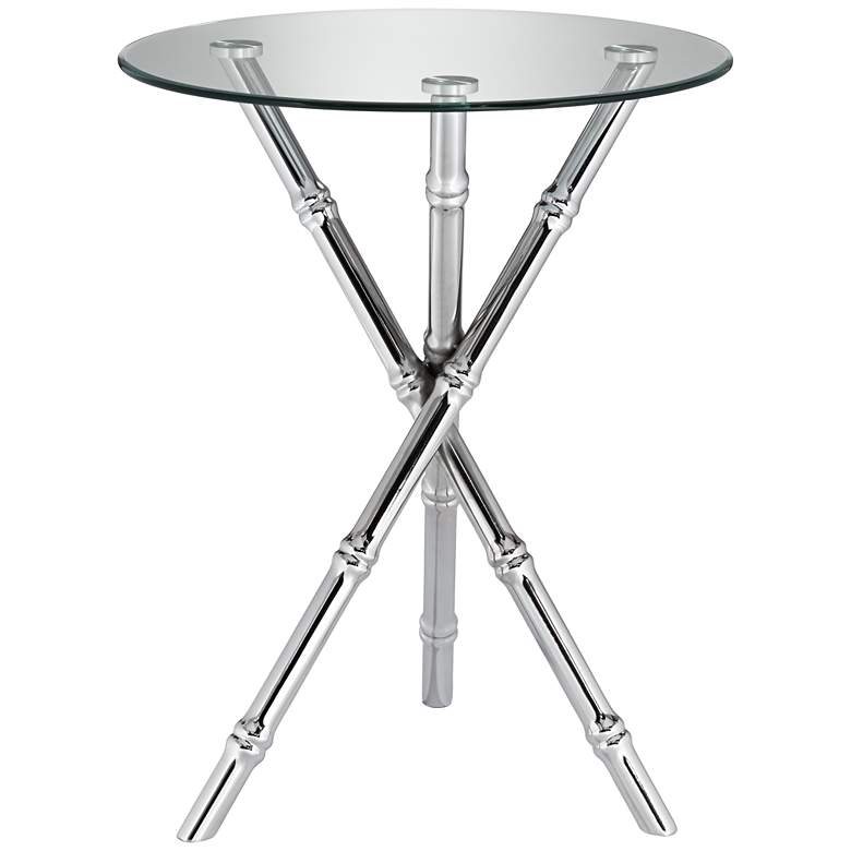 Bao 17 1/2&quot; Wide Round Glass Top Modern Martini Accent Table more views