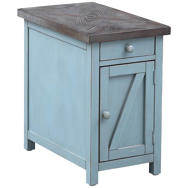 Image 3 Bar Harbor 14 inch Wide Blue 1-Drawer Chairside Cabinet