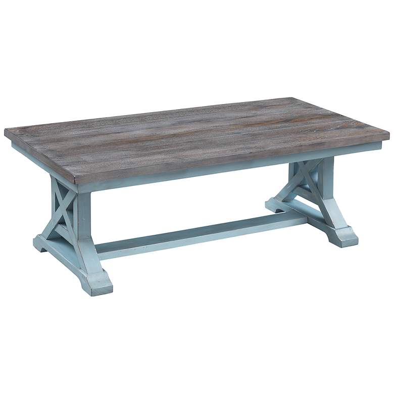 Image 3 Bar Harbor 50 inch Wide Blue Wood Cocktail Table