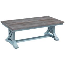 Bar Harbor 50&quot; Wide Blue Wood Cocktail Table
