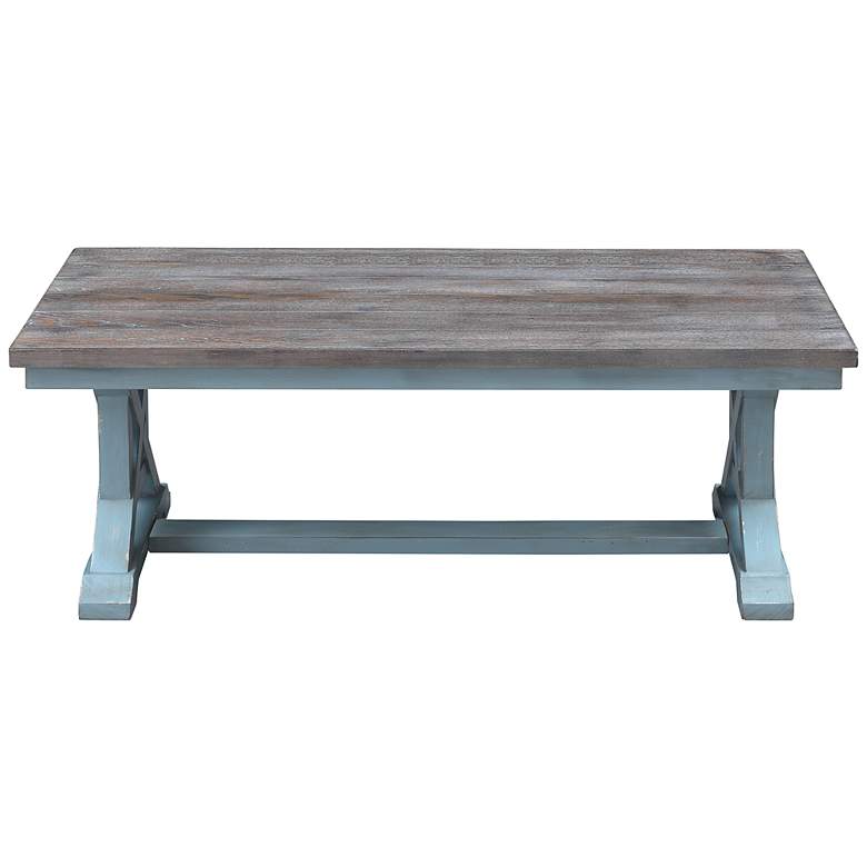 Image 4 Bar Harbor 50 inch Wide Blue Wood Cocktail Table more views