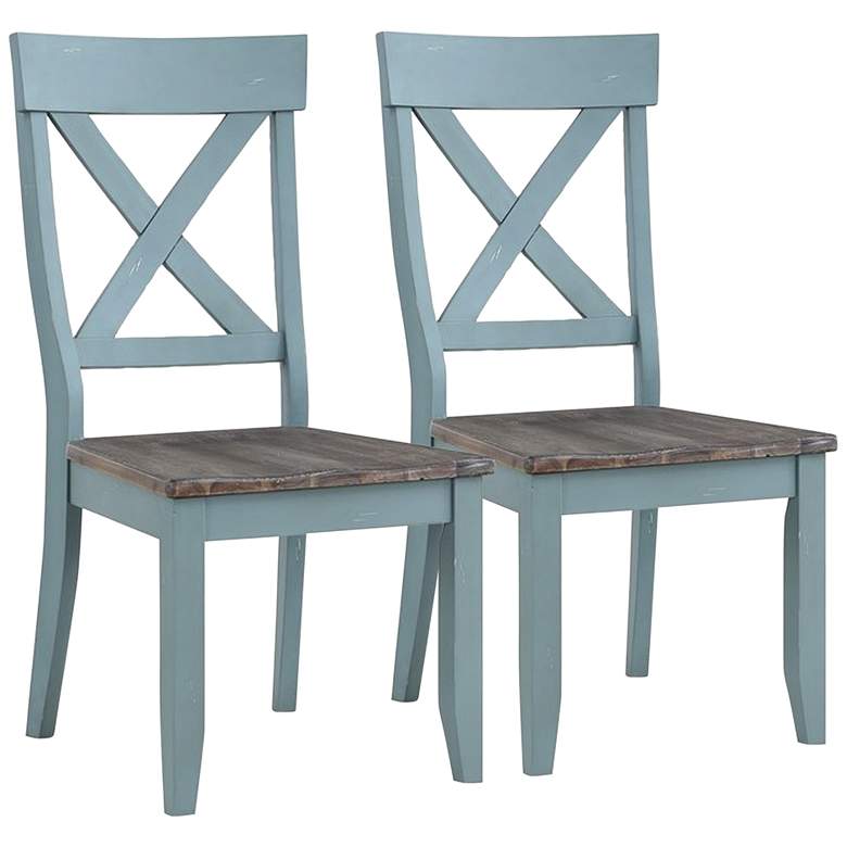 Image 1 Bar Harbor Blue Wood Dining Chairs Set of 2
