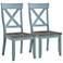 Bar Harbor Blue Wood Dining Chairs Set of 2