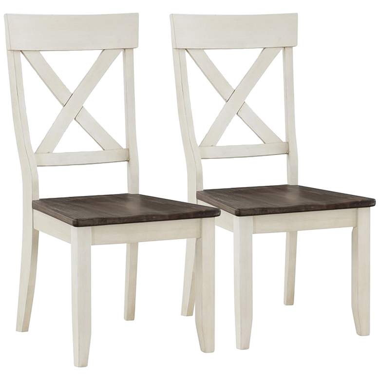 Image 1 Bar Harbor II Cream Wood Dining Chairs Set of 2