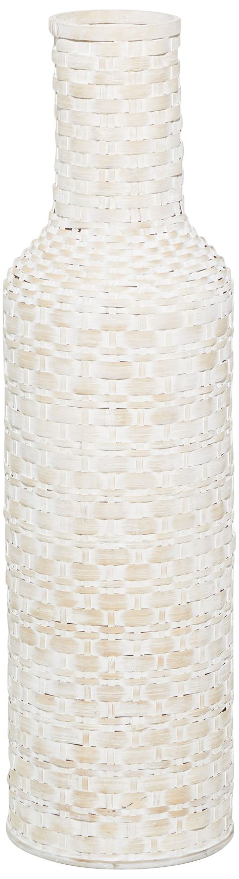 Bar Harbor White Woven Bamboo 30" High Table/Floor Vase