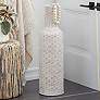 Bar Harbor White Woven Bamboo 30" High Table/Floor Vase
