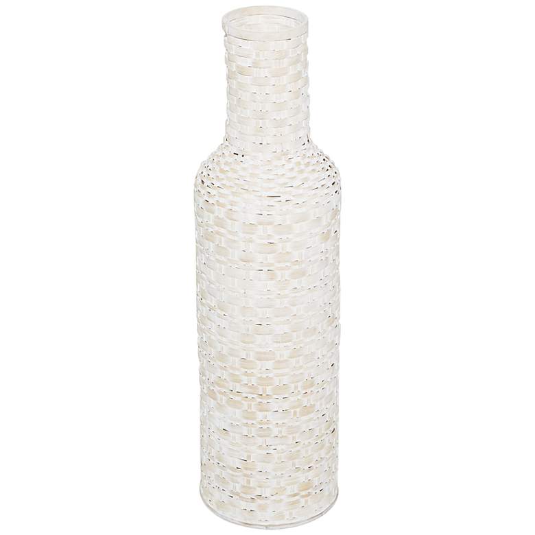 Image 5 Bar Harbor White Woven Bamboo 30 inch High Table/Floor Vase more views
