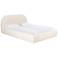 Bara Cream Textured Velvet Fabric King Size Bed