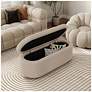 4_Baraz 46.75" Modern Oval Beige Pink Chenille Corduroy Bench With Storage more views