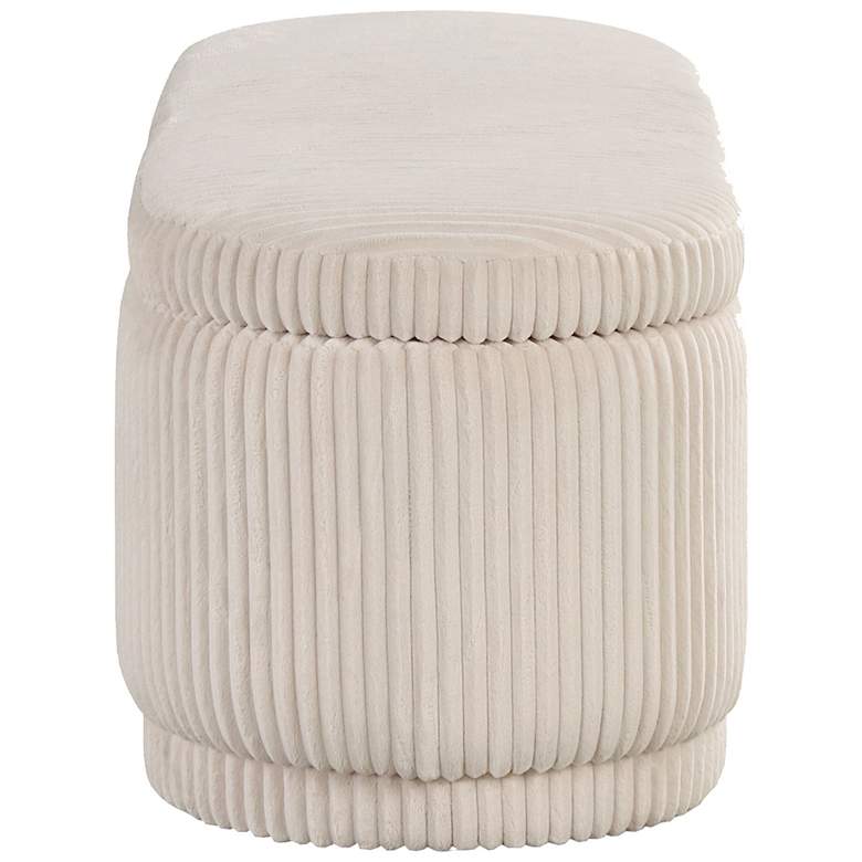 Image 6 Baraz 46.75" Modern Oval Beige Pink Chenille Corduroy Bench With Storage more views