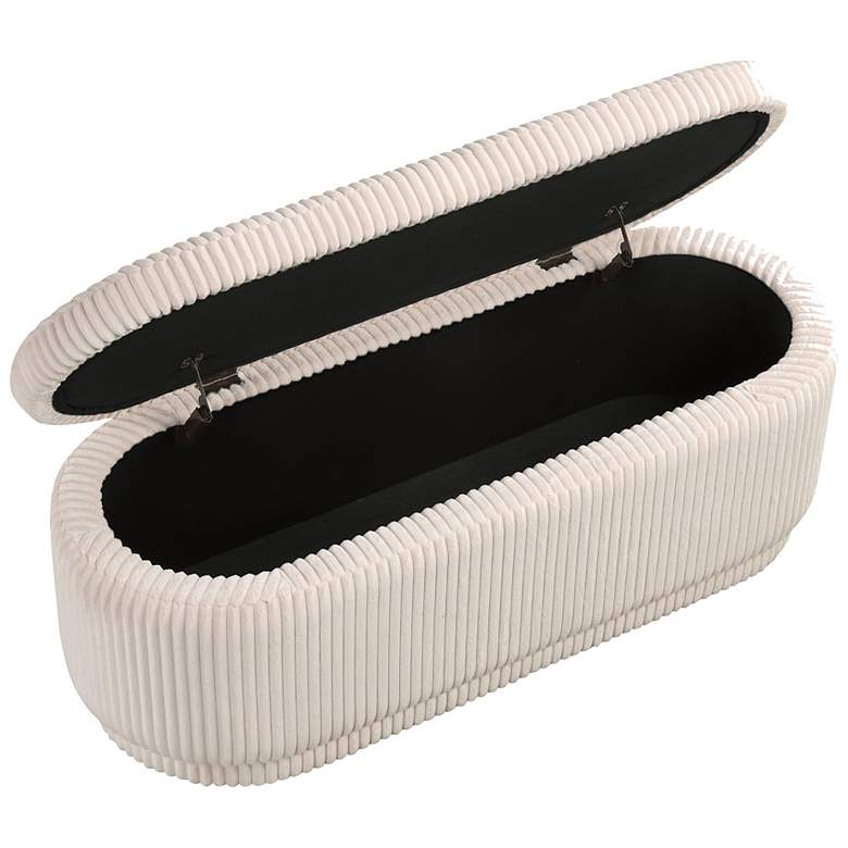 Image 7 Baraz 46.75" Modern Oval Beige Pink Chenille Corduroy Bench With Storage more views