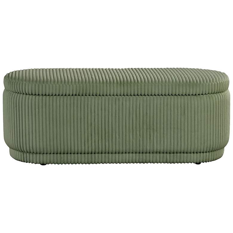 Image 4 Baraz 46.75" Modern Oval Green Chenille Corduroy Bench With Storage more views