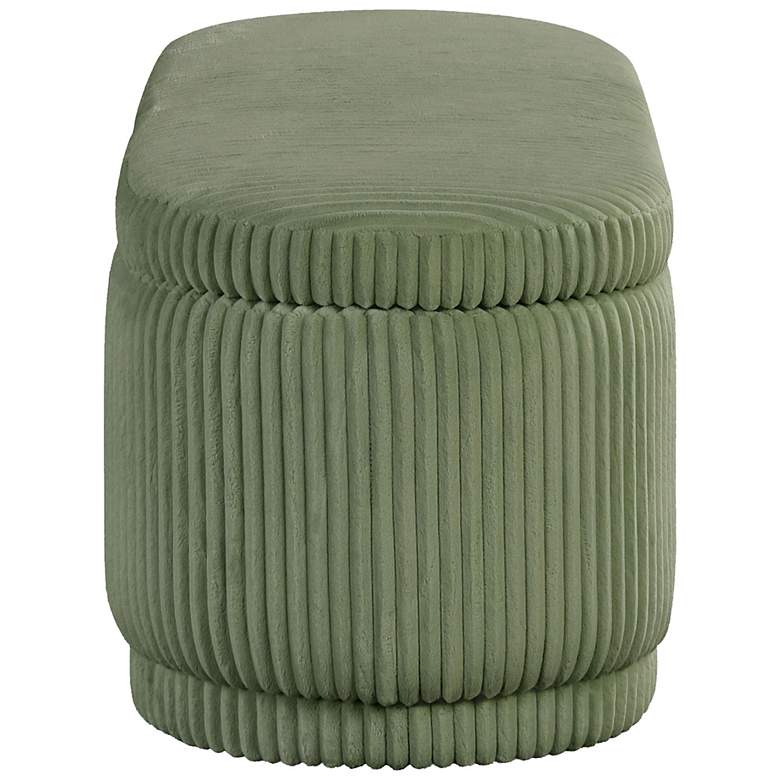 Image 5 Baraz 46.75" Modern Oval Green Chenille Corduroy Bench With Storage more views