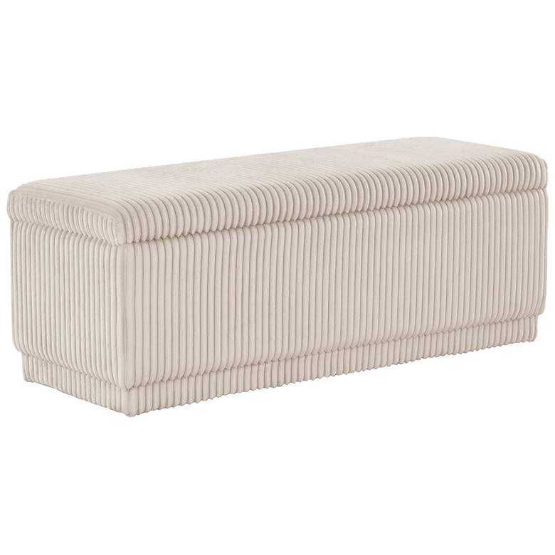 Image 1 Baraz 48" Modern Rectangle Beige Pink Chenille Corduroy Bench With Storage