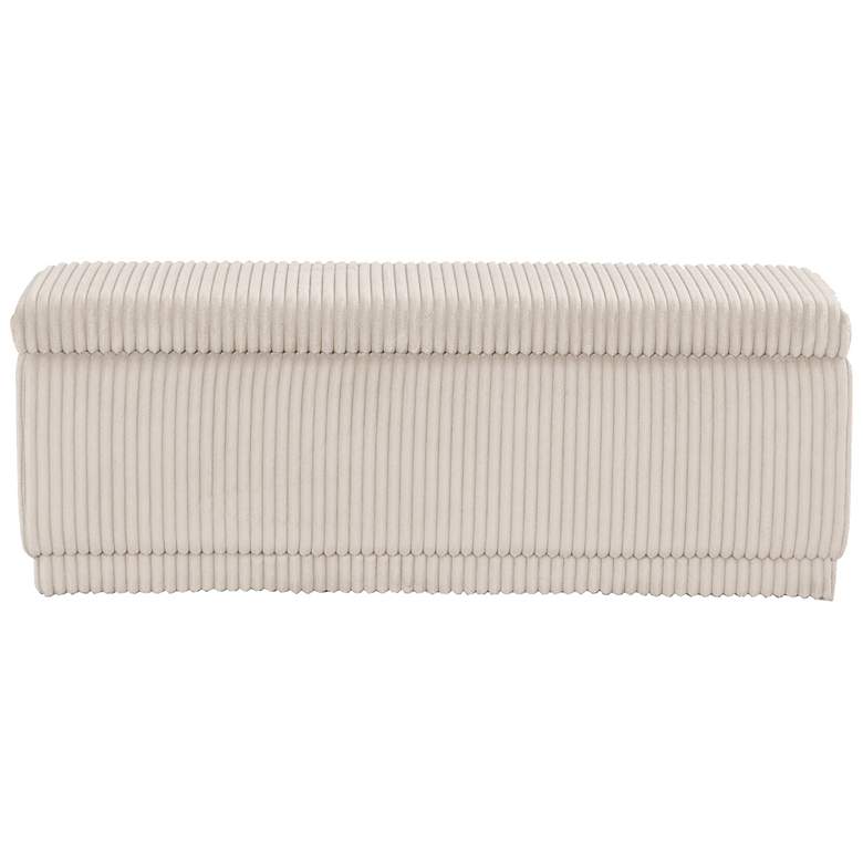 Image 5 Baraz 48" Modern Rectangle Beige Pink Chenille Corduroy Bench With Storage more views