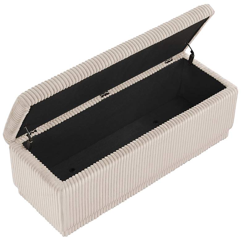 Image 7 Baraz 48" Modern Rectangle Beige Pink Chenille Corduroy Bench With Storage more views