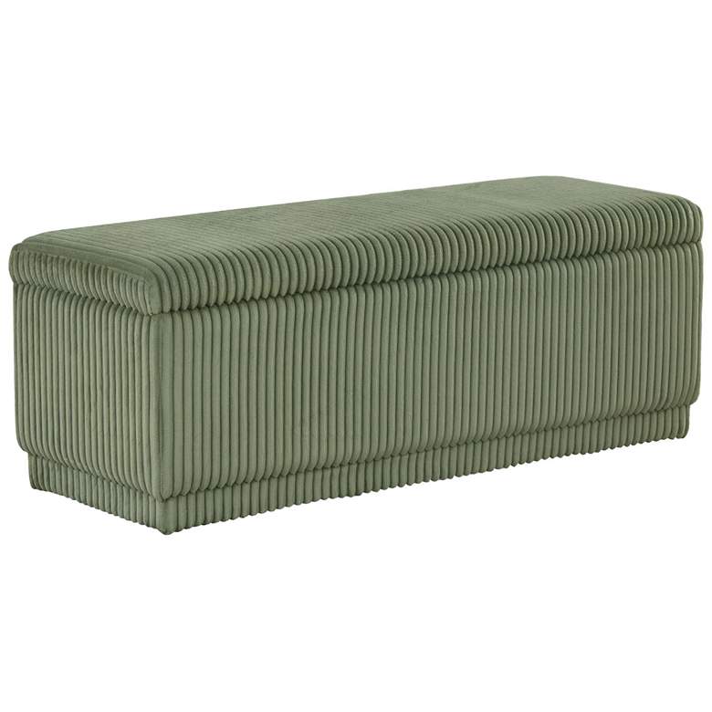 Image 1 Baraz 48" Modern Rectangle Green Chenille Corduroy Bench With Storage